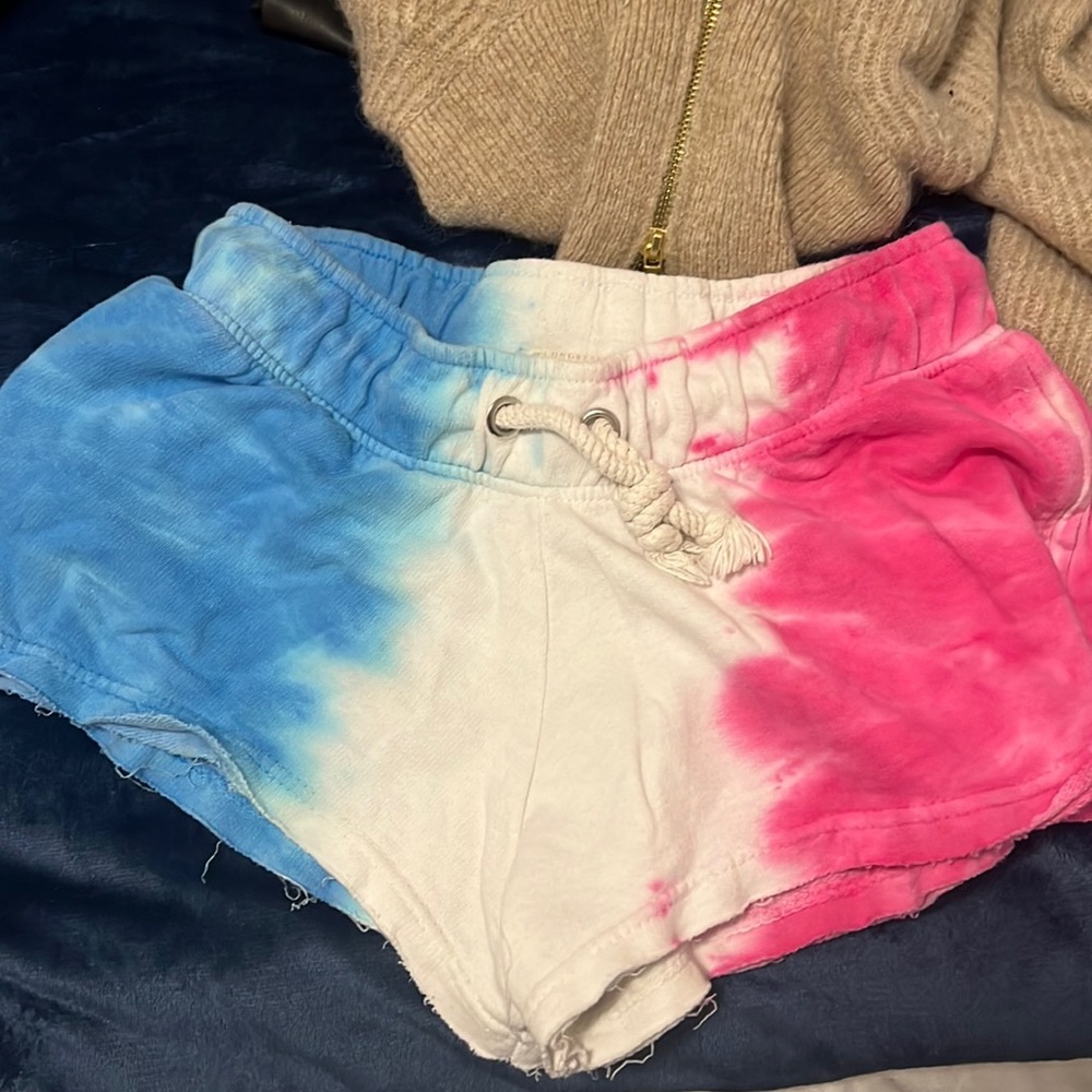 Pink Blue and White Cotton shorts